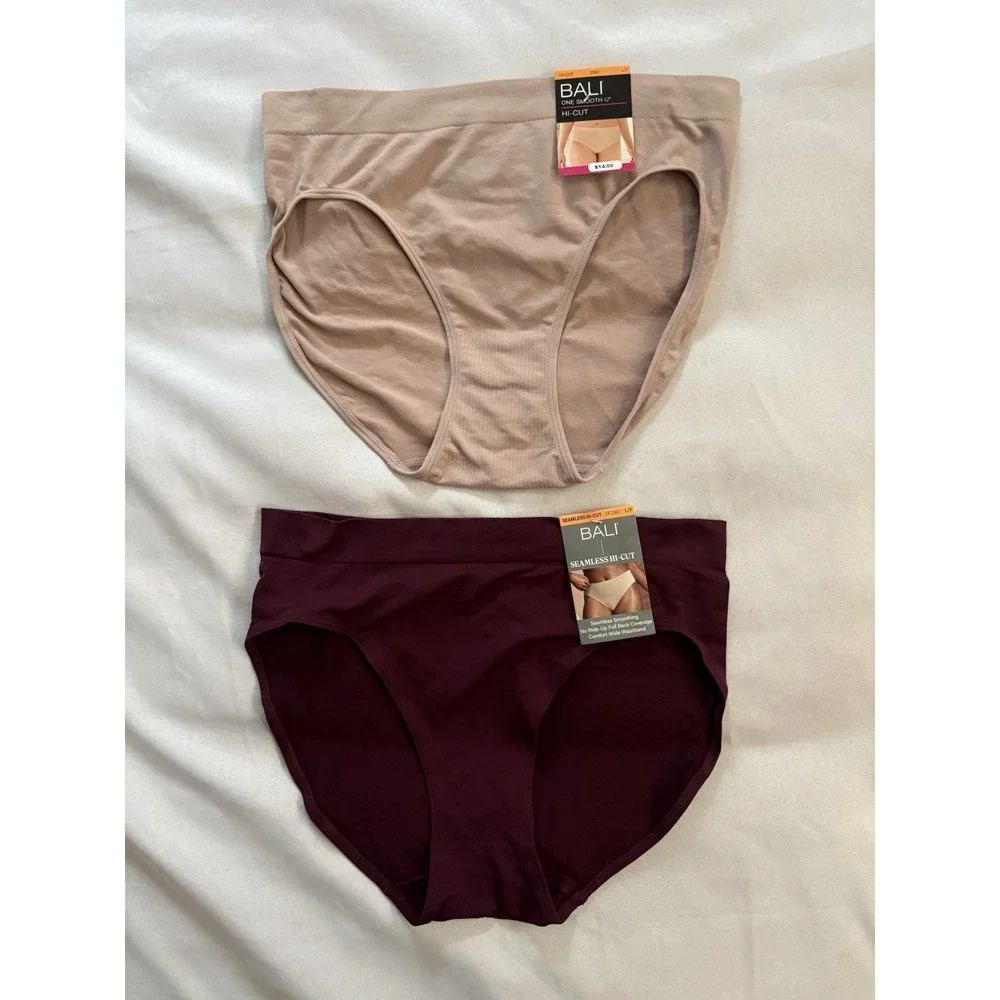 NEW Bali Panty One Smooth U All Over Seamless Hi Cut Brief Large 2 Pair DF2362